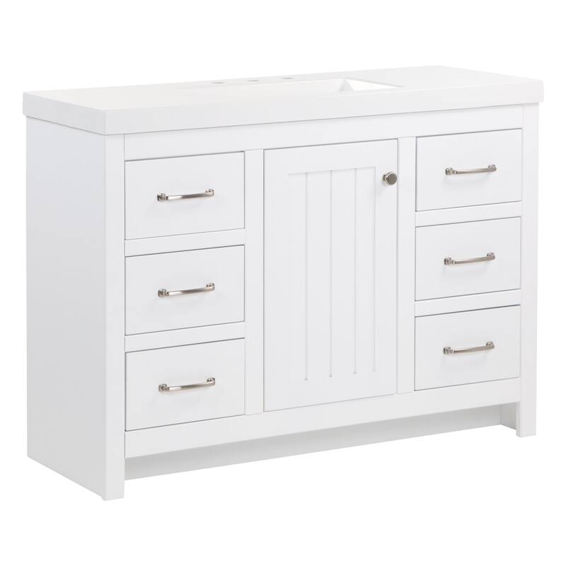 Chamiree 48.5" Bathroom Vanity With Cabinet, 6 Drawers, and White Sink Top