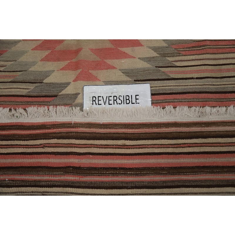 Hand Woven Oriental 100% Wool Carpet Southwestern Tribal Multi-Colored Kilim Area Rug - 9' 11'' X 6' 4''