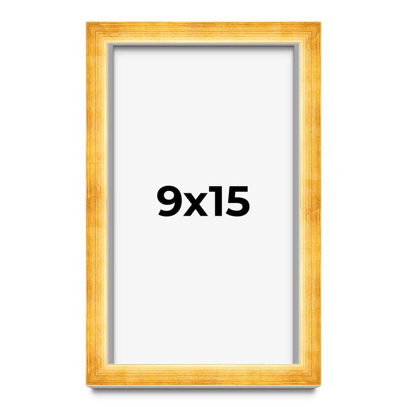 9x15 Shadow Box Frame Gold | 1.625 Inches Deep Real Wood Traditional