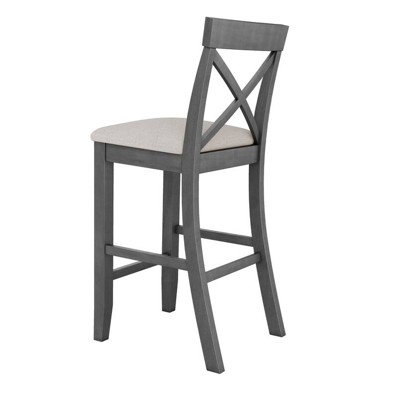 Roomfitters 3-Piece Bar Height Dining Set, 48" Wood Breakfast Nook Table with 2 X-Back Chairs for Small Spaces