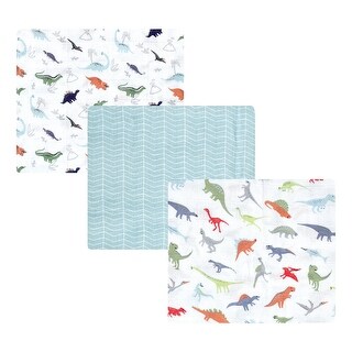 Hudson Baby Infant Boy Cotton Muslin Swaddle Blankets, Dino, 3-Pack - Dino