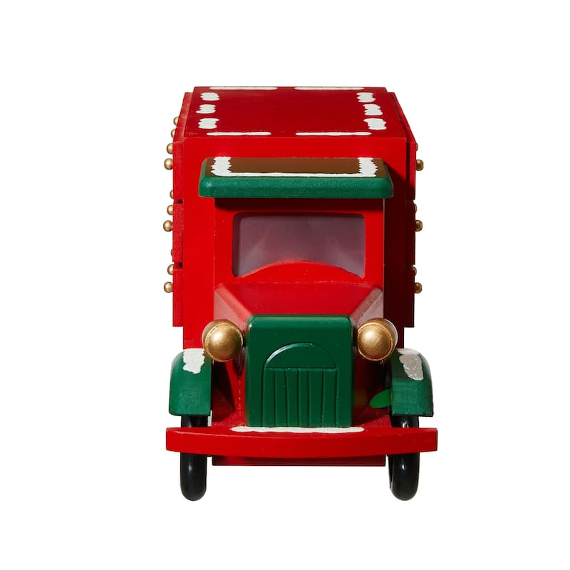 Glitzhome 14.5"L Wooden LED Christmas Truck Countdown Calendar Cute Gifts