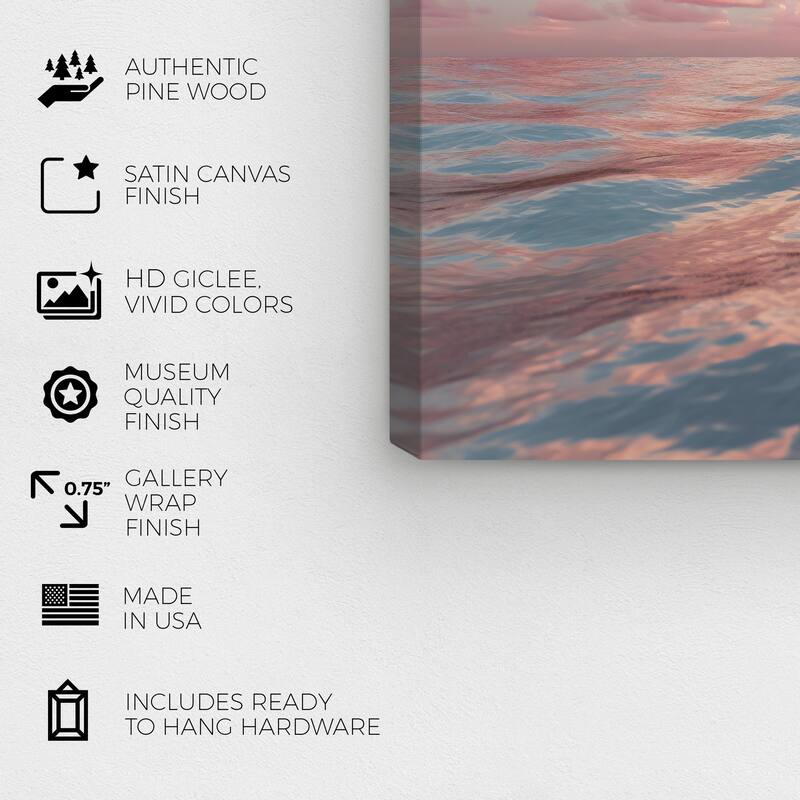 Wynwood Studio Canvas Nature and Landscape Clear Sky Blush Clouds Pink and Light Pink Nautical & Coastal Wall Art Canvas Print
