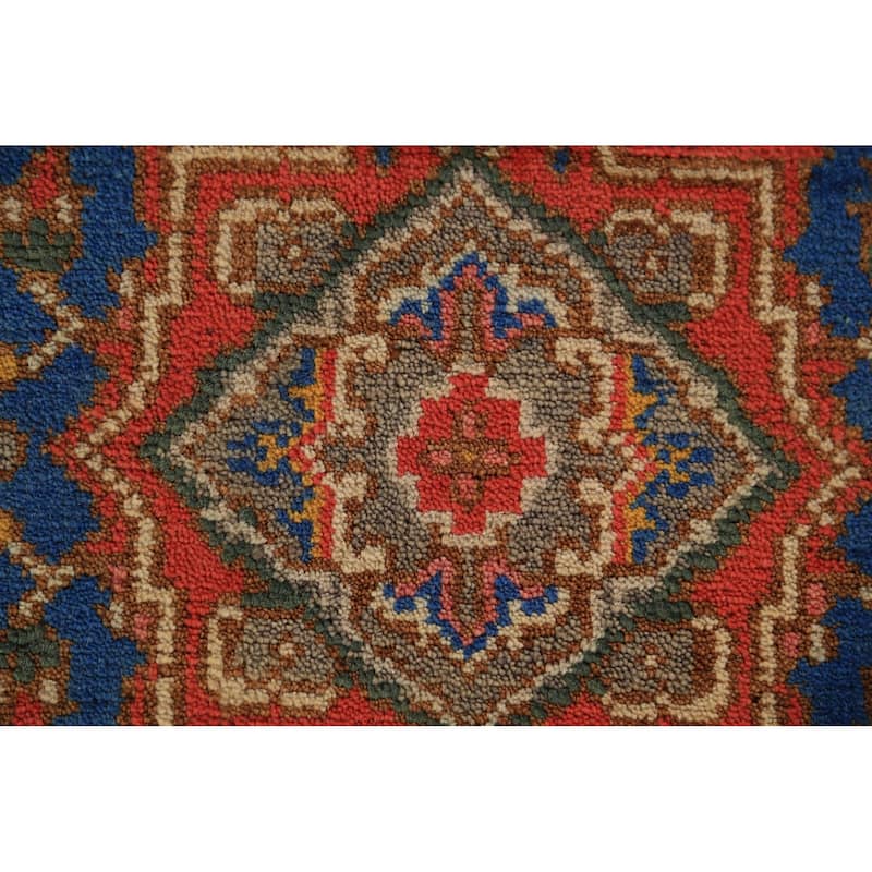 Blue Geometric Heriz Serapi Indian Foyer Rug Handmade Wool Carpet - 3'0"x 5'0"