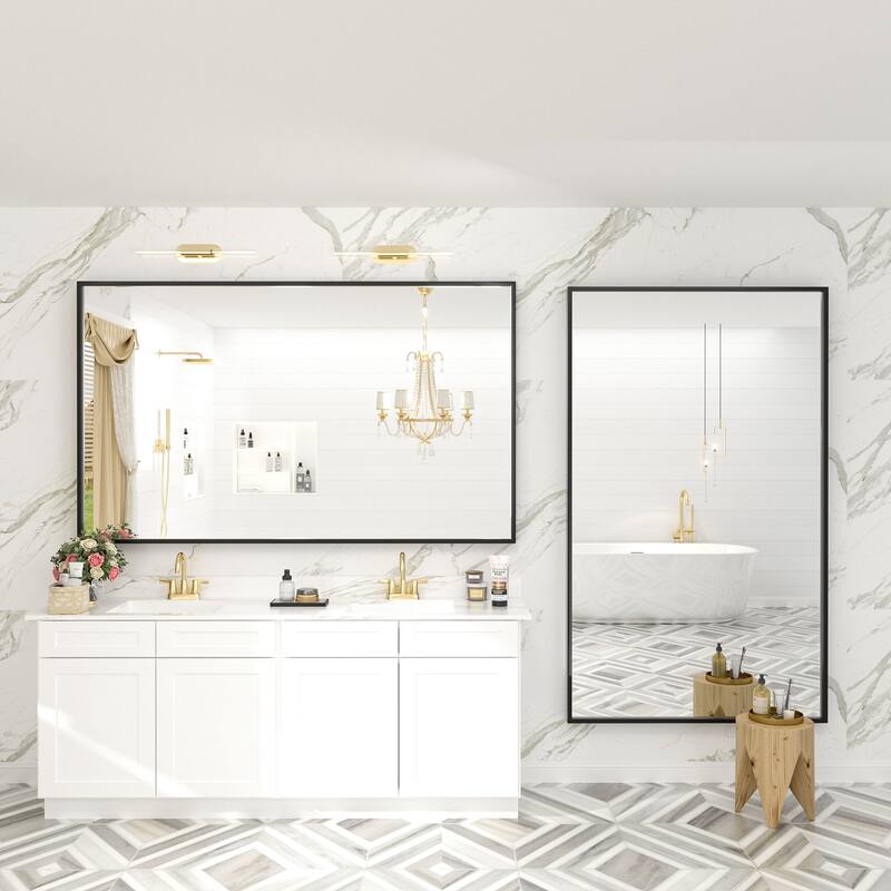 Aluminum Alloy Framed French Cleat Mounted Tempered Glass Wall Vanity Mirror