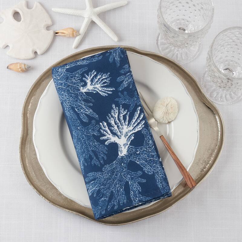 Table Napkins With Sea Coral Design (Set of 12) - 20"x20"