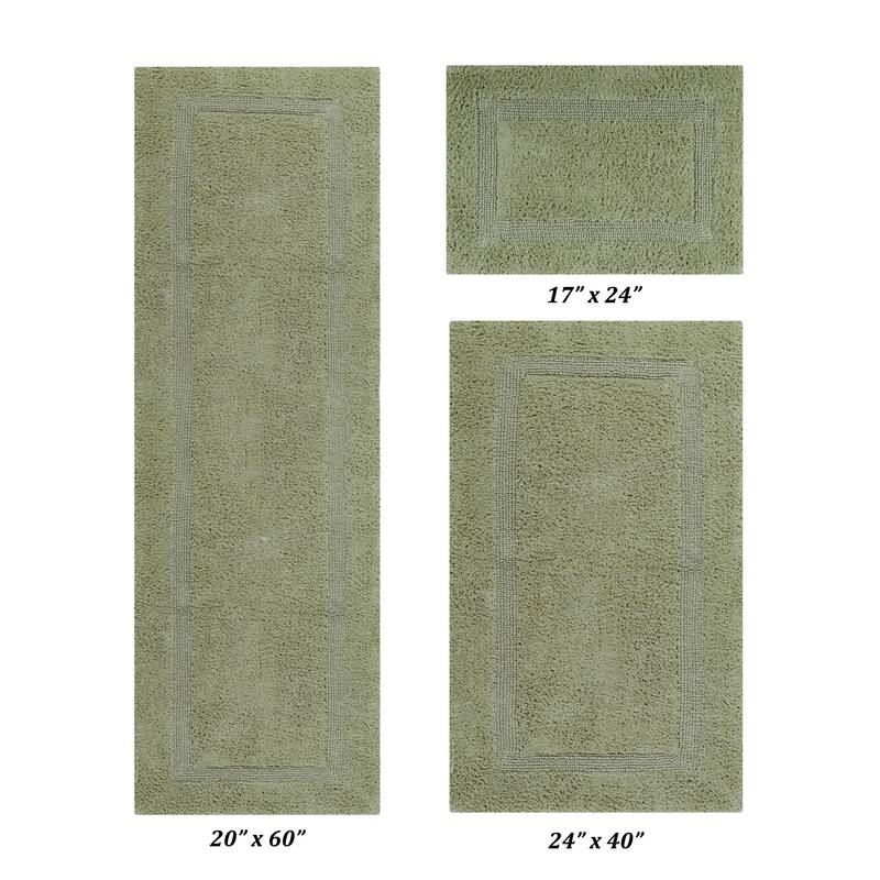 Better Trends Bath Rugs Set 100% Cotton Reversible Water Absorbent Bathroom Rug for Shower, Sink, Bath Mats - Lux Collection
