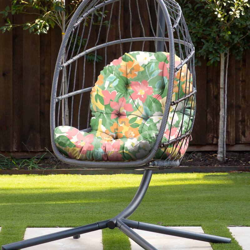 Sorra Home Outdoor Egg Chair Cushion - 44 in L x 27 in W x 4 in D - Covington - Bembridge Sorbet - 44 in L x 27 in W x 4 in D