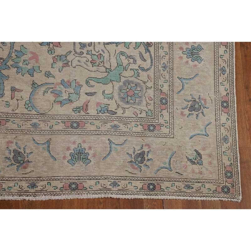 Floral Tabriz Persian Area Rug Traditional Hand-Knotted Wool Carpet - 7'9"x 10'11"