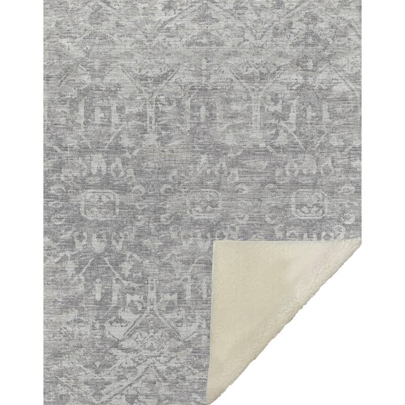 Premium Machine Washable ASB40 Vintage Global Sherpa Throw Blanket