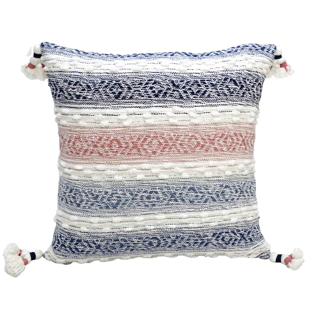 Vibhsa 22" X 22" Throw Pillow for sofa with Tassels