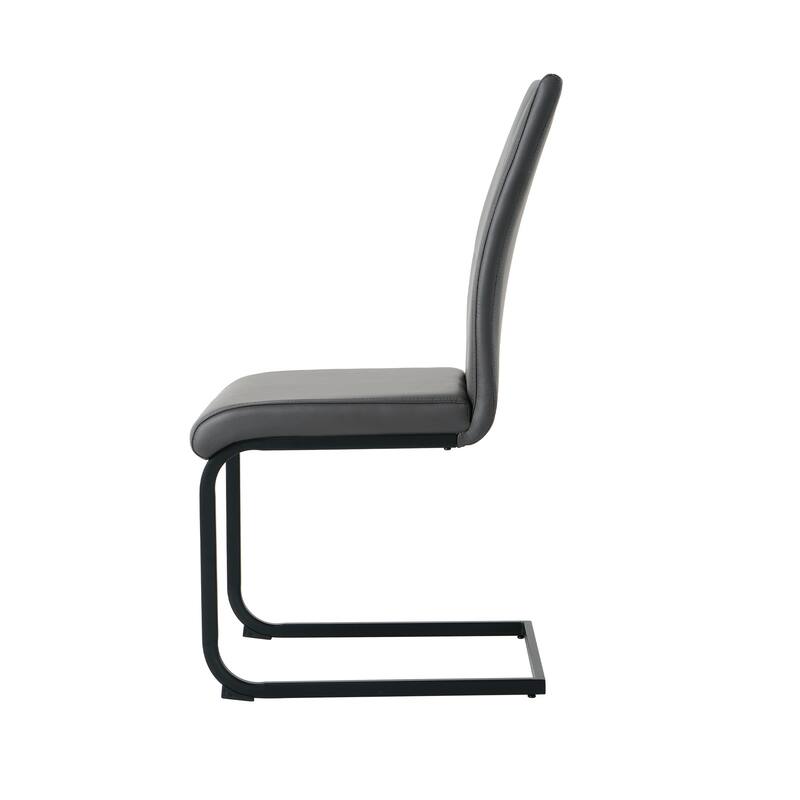 PU 2 Piece Kitchen Dining Chair Set with Cushions, Black Metal Legs, High Back for Dining Room Kitchen Living Room Bedroom