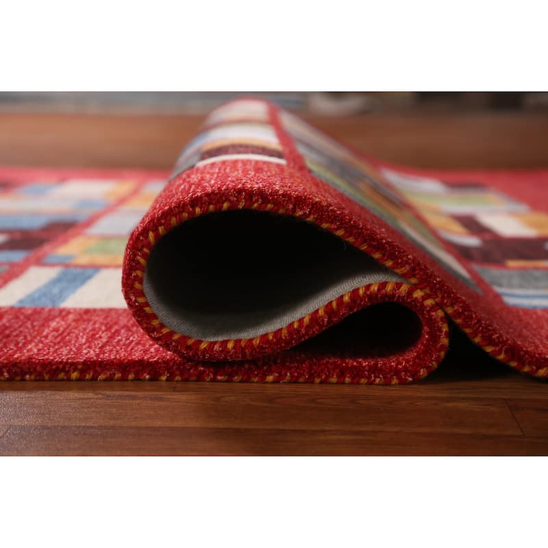 Geometric Modern Indian Area Rug Hand-Tufted Wool Carpet - 5'3" x 7'7"