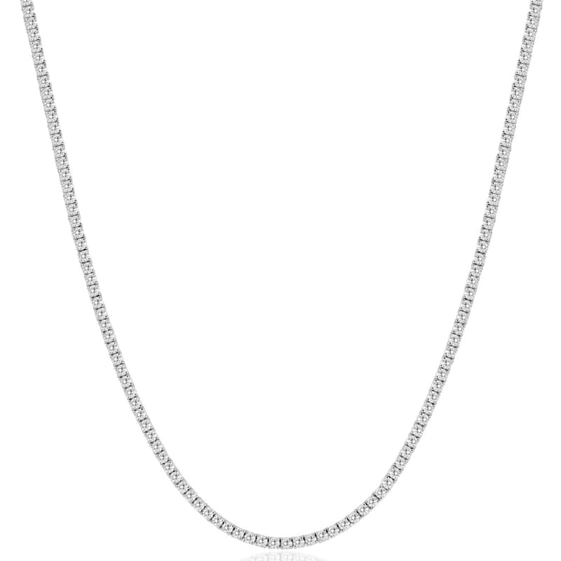 8Ct TW Diamond Tennis Necklace 4-Prong White Gold 16" Lab Grown
