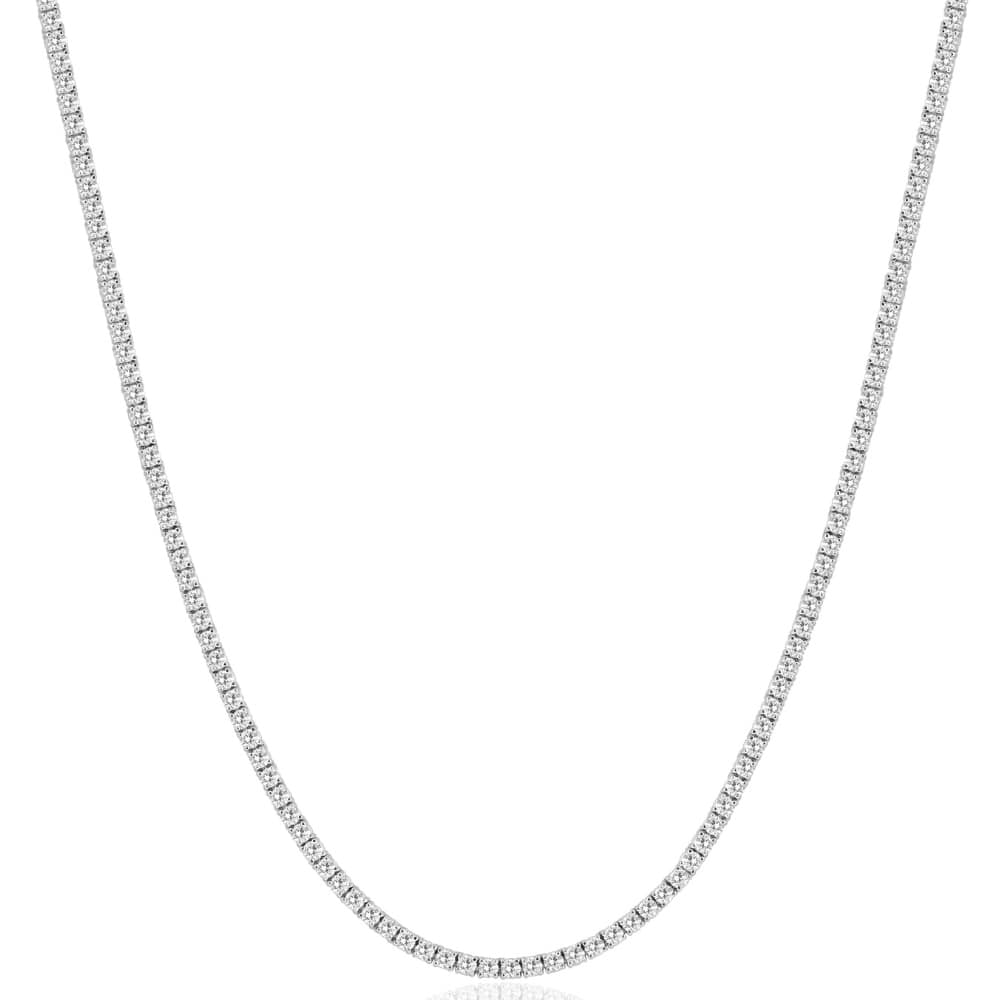 8Ct TW Diamond Tennis Necklace 4-Prong White Gold 16" Lab Grown
