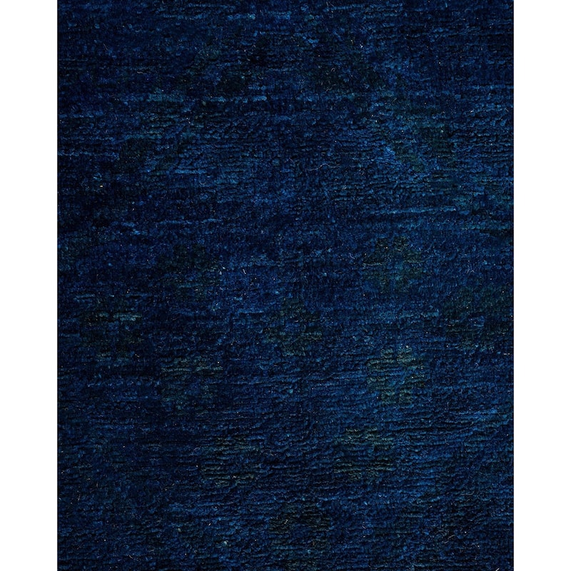 Overton Hand Knotted Wool Vintage Inspired Modern Contemporary Overdyed Navy Area Rug - 8' 10" x 11' 5"
