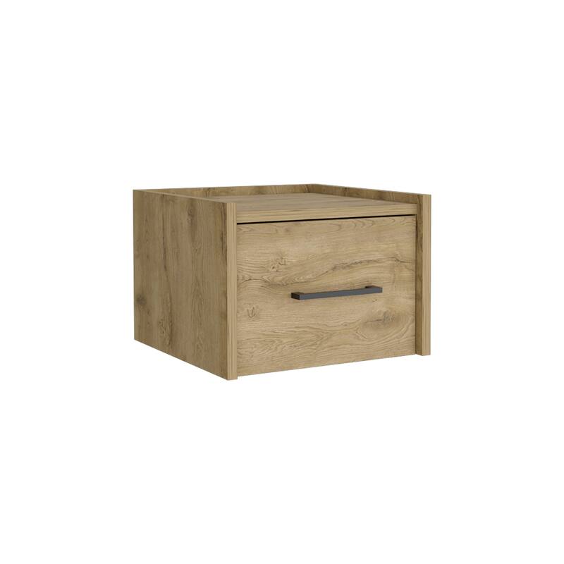 Wall-Mounted Nightstand with Drawer and Surface, Space-Saving Design, Durable Manufactured Wood