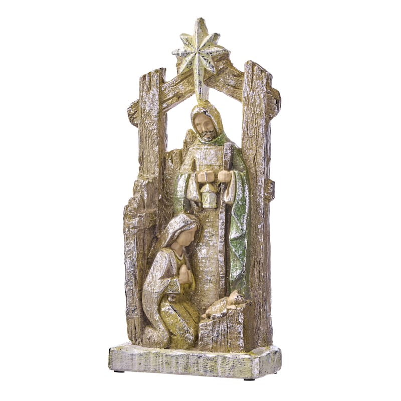19.5" Paperstone Metallic Holy Family With Creche