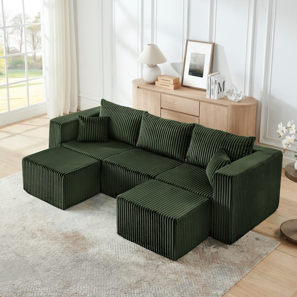 94.1" U-Shaped Sectional Sofa with Two Movable Ottomans