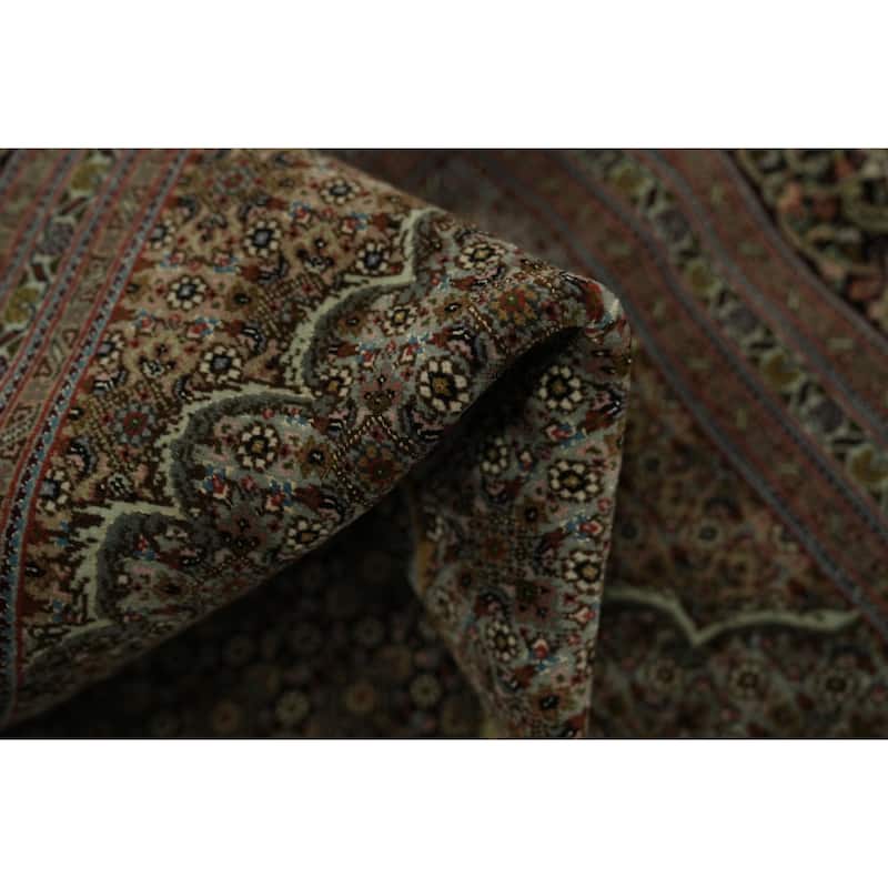 Hand Knotted Oriental 100% Wool Carpet Traditional Geometric Black Tabriz-Mahi Area Rug - 10' 2'' X 6' 7''