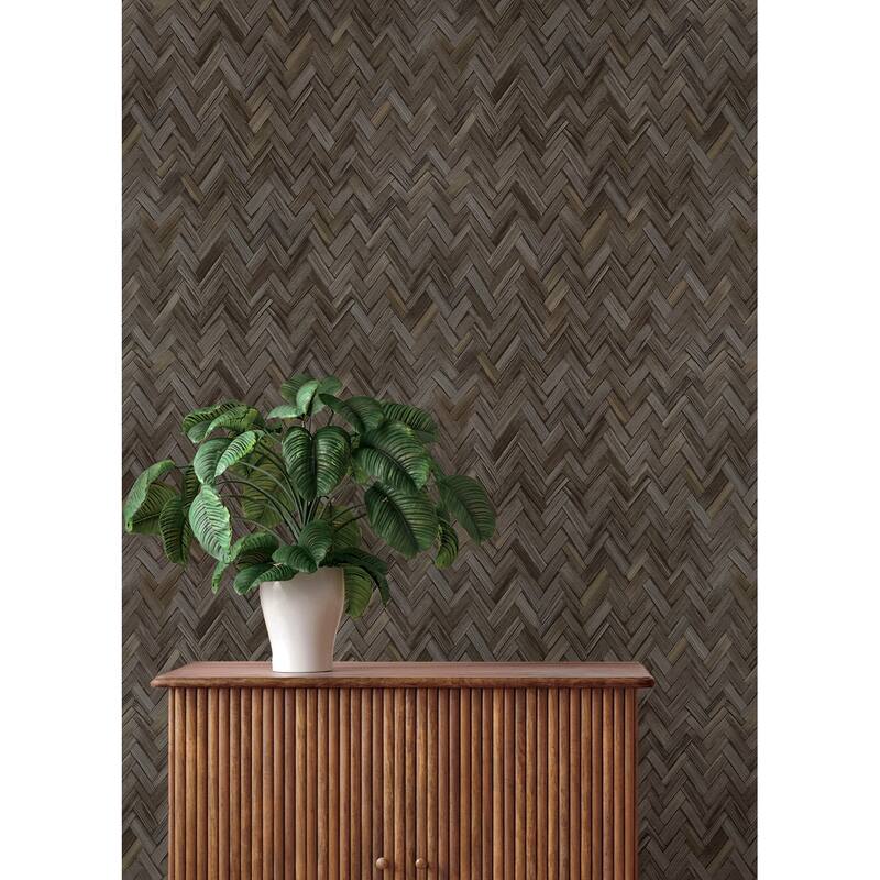 A-Street Prints Ellery Charcoal Herringbone Wallpaper