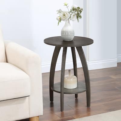 End Table with Shelf Scandinavian-Inspired Mid-Century Modern Two-Tier Storage Accent Furniture for Living Room - 17.75