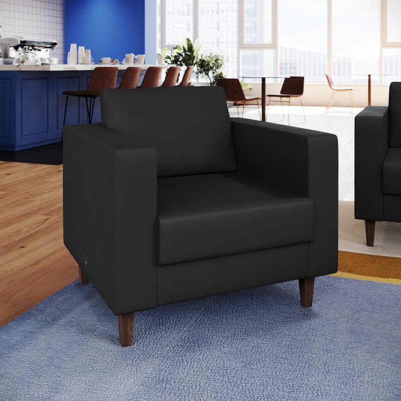 Commercial Lobby Chair with Outlets/USB/USB-C Charging Ports - 33"W x 31.25"D x 32.5"H