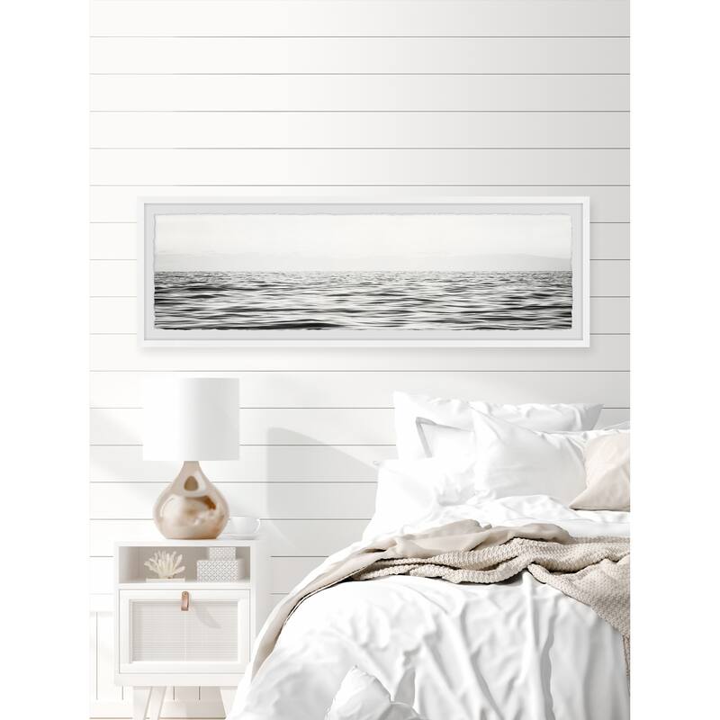 B&W Sea Framed Wall Art, Coastal Serenity - Tranquil Ocean-Inspired Wall Décor