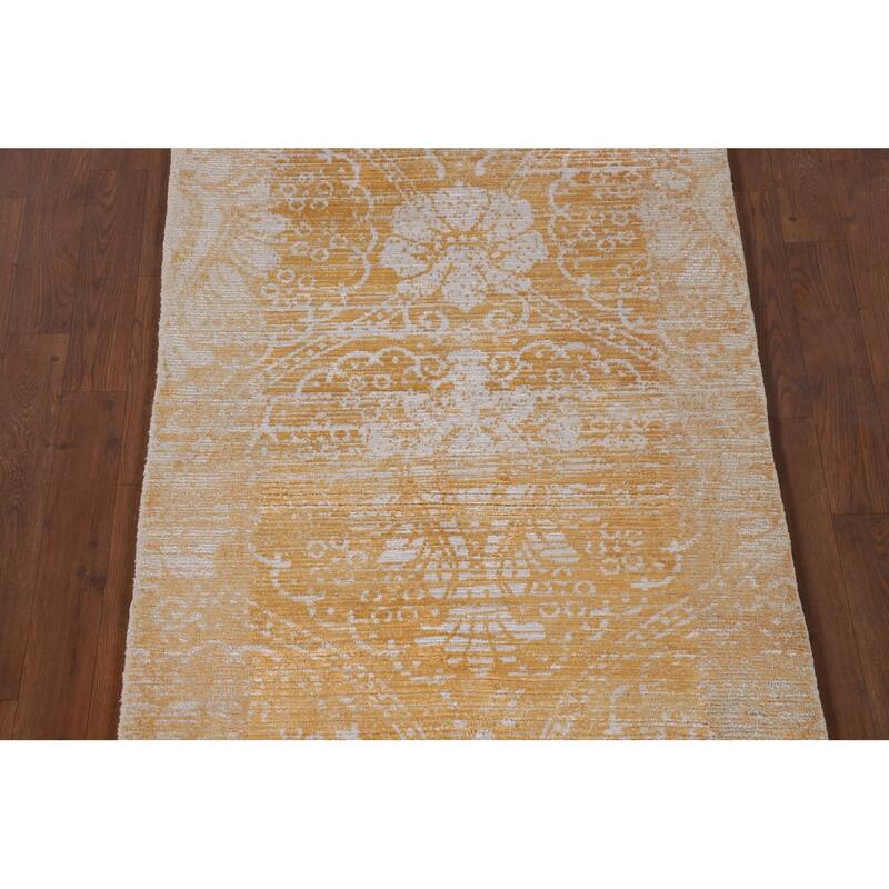 Gold Modern Abstract Accent Rug Handmade Wool Carpet - 2'8"x 4'9"