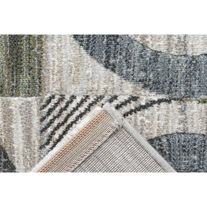 Aubrey Green, Blue, Charcoal, Ivory and Gray Polyester Area Rug - 9' x 12'