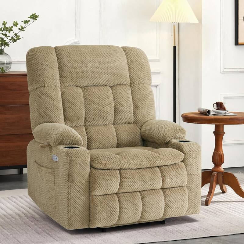 MCombo Dual Motor Power Lift Recliner Chair with Massage and Heat for Big People, Fabric R7891 (Large-Wide)