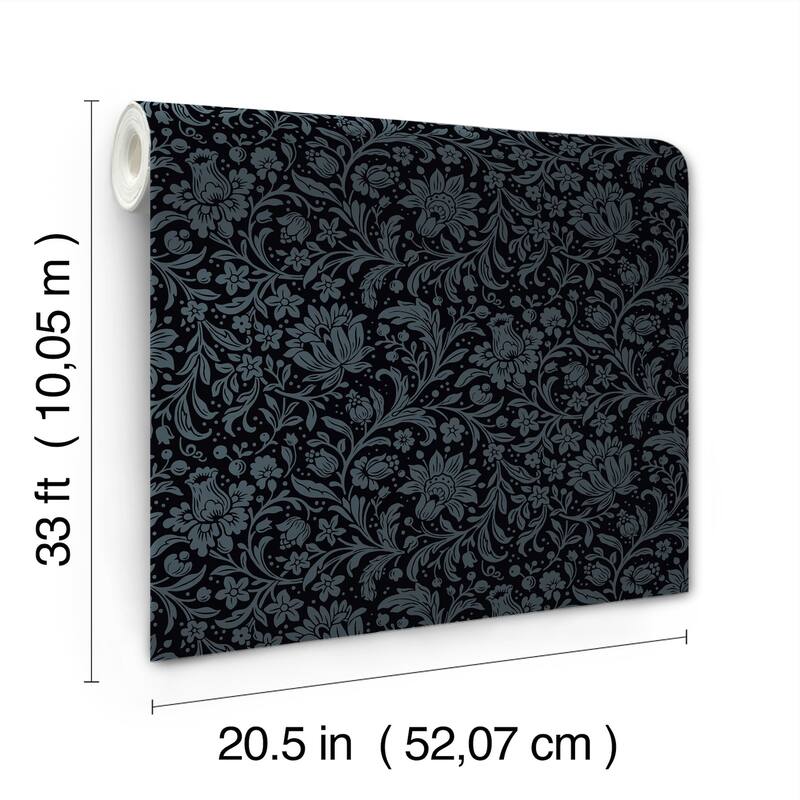 Chris Loves Julia x A-Street Prints Hague Dark Blue Floral Trail Wallpaper