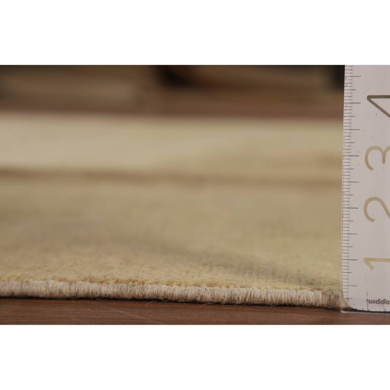 Modern Gabbeh Oriental Area Rug Handmade Solid Yellow Wool Carpet - 6'5" x 9'3"