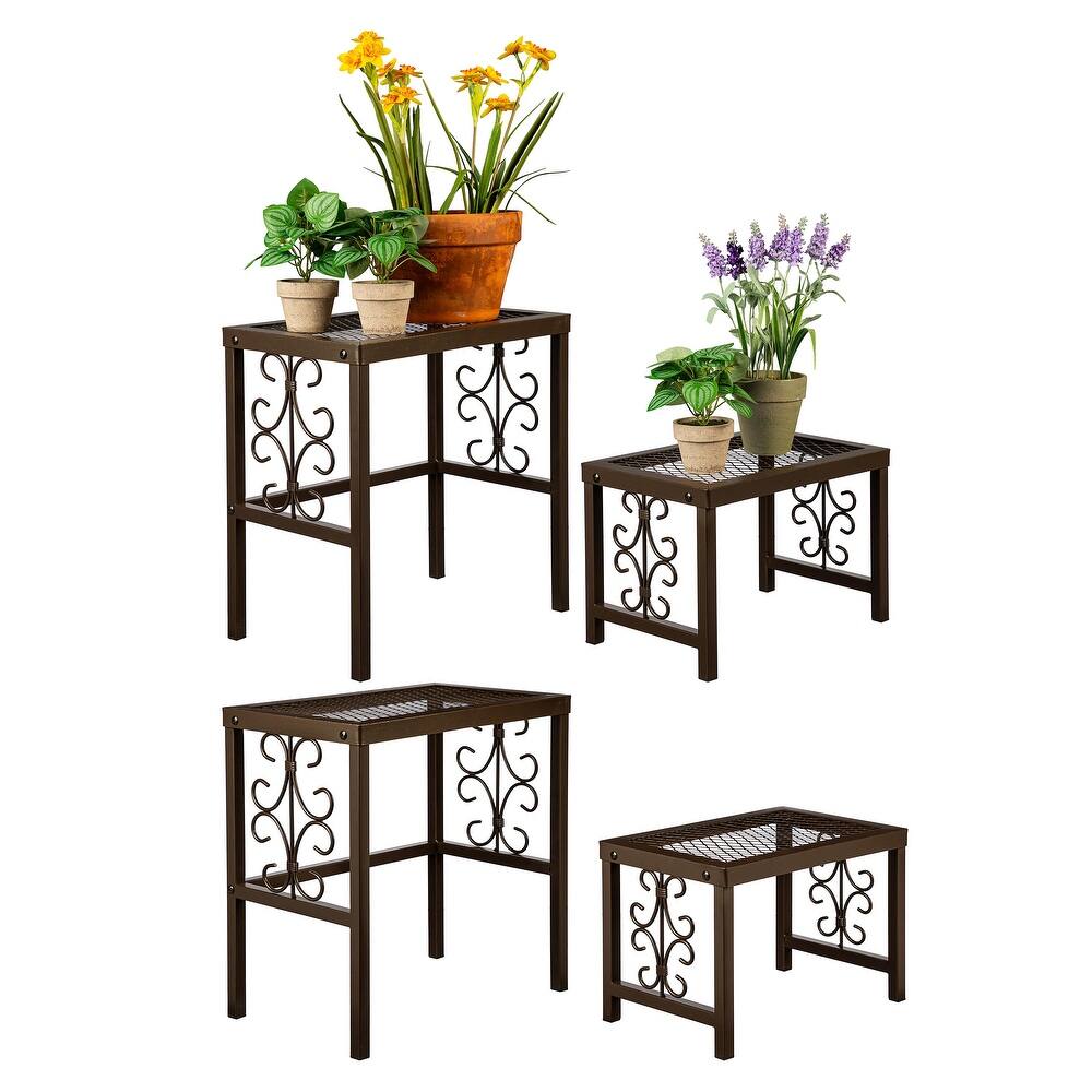 12" Decorative Metal Plant Stand, Set of 4