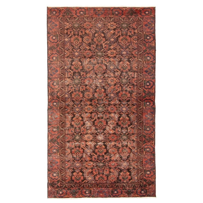 ECARPETGALLERY Hand-knotted Antalya Vintage Dark Red Wool Rug - 3'10 x 7'1