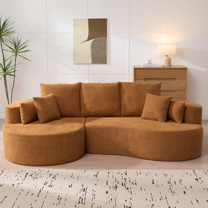 Christopher Knight Home - 106'' Cloud Curved Sectional Sofa with Right Chaise Lounge and Ultra-Soft Foam Comfort