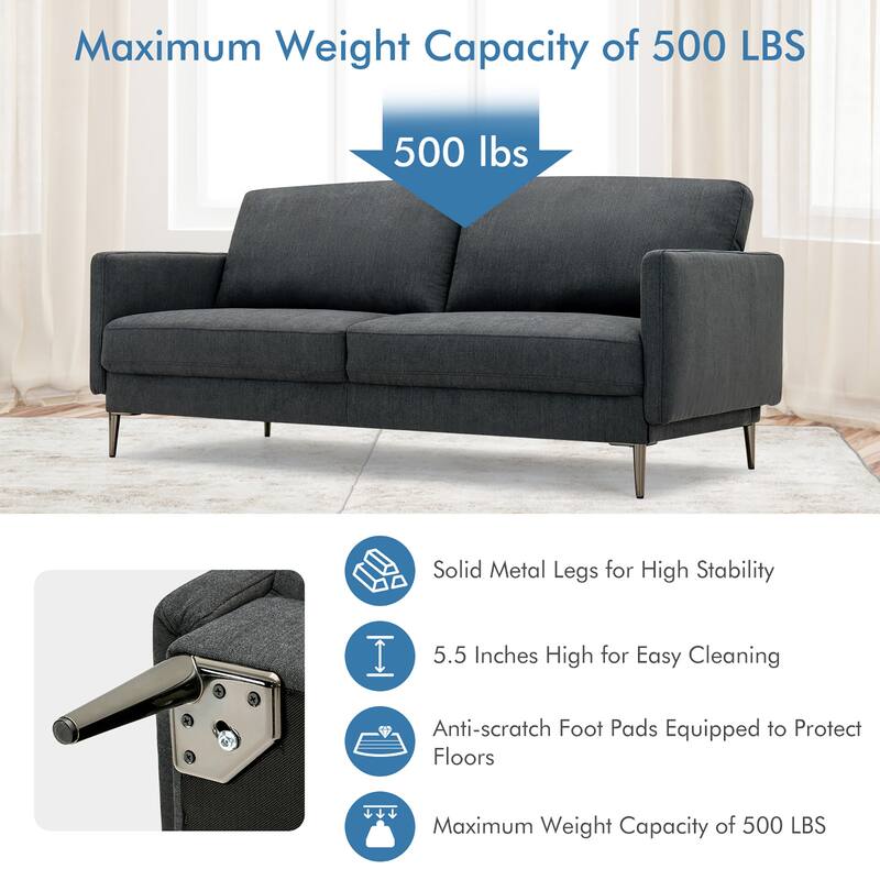Costway 76.5'' Fabric Sofa Couch Living Room Small Apartment Furniture