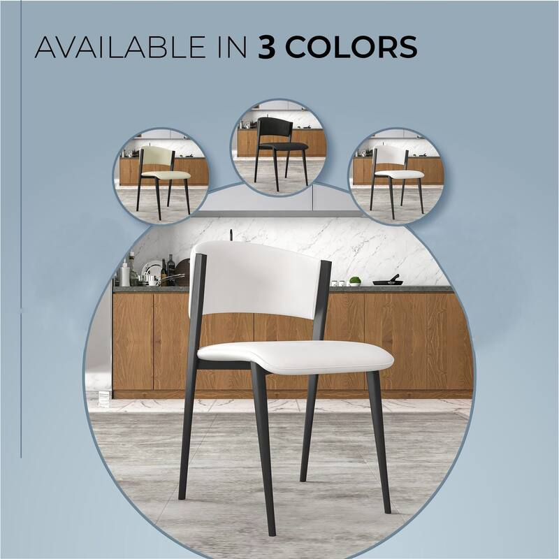 Modern Leather Dining Chair - Upholstered Accent Chair with Metal Legs, Curved Open Back & No Assembly - For Kitchen or Office