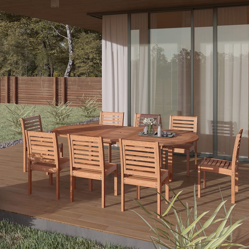 Amazonia Amelia 100% FSC Certified Wood 9-piece Outdoor Patio Dining Set