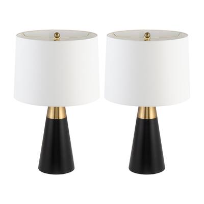 Sagebrook Home Metal, Set Of 2, 23"H, 2Tone Cone Table Lamps, Black/Gold, Novelty, 23"H, Two Tone - 13.0" x 13.0" x 23.0"