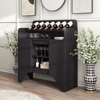 Furniture of America Franz Espresso 3-shelf Buffet with Wine Rack