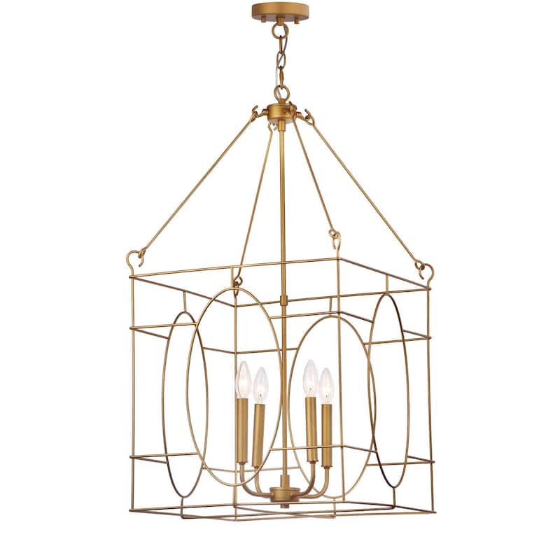 SAFAVIEH Lighting Mojgan Adjustable 4-Light Gold Pendant - 18" W x 18" D x 36-108" H - 18Wx18Dx108H