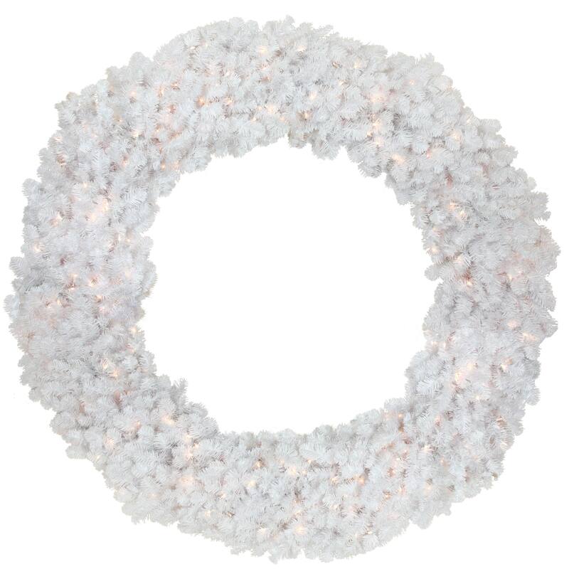 White Snow White Pine Artificial Christmas Wreath 6-Foot Clear Lights