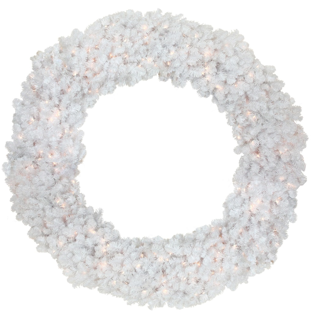 White Snow White Pine Artificial Christmas Wreath 6-Foot Clear Lights