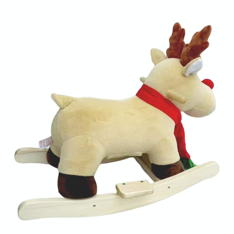Kids Ride-On Rocking Horse Toy with Lullaby Song, Rocking Toy with Hand Puppets & Safety Belt