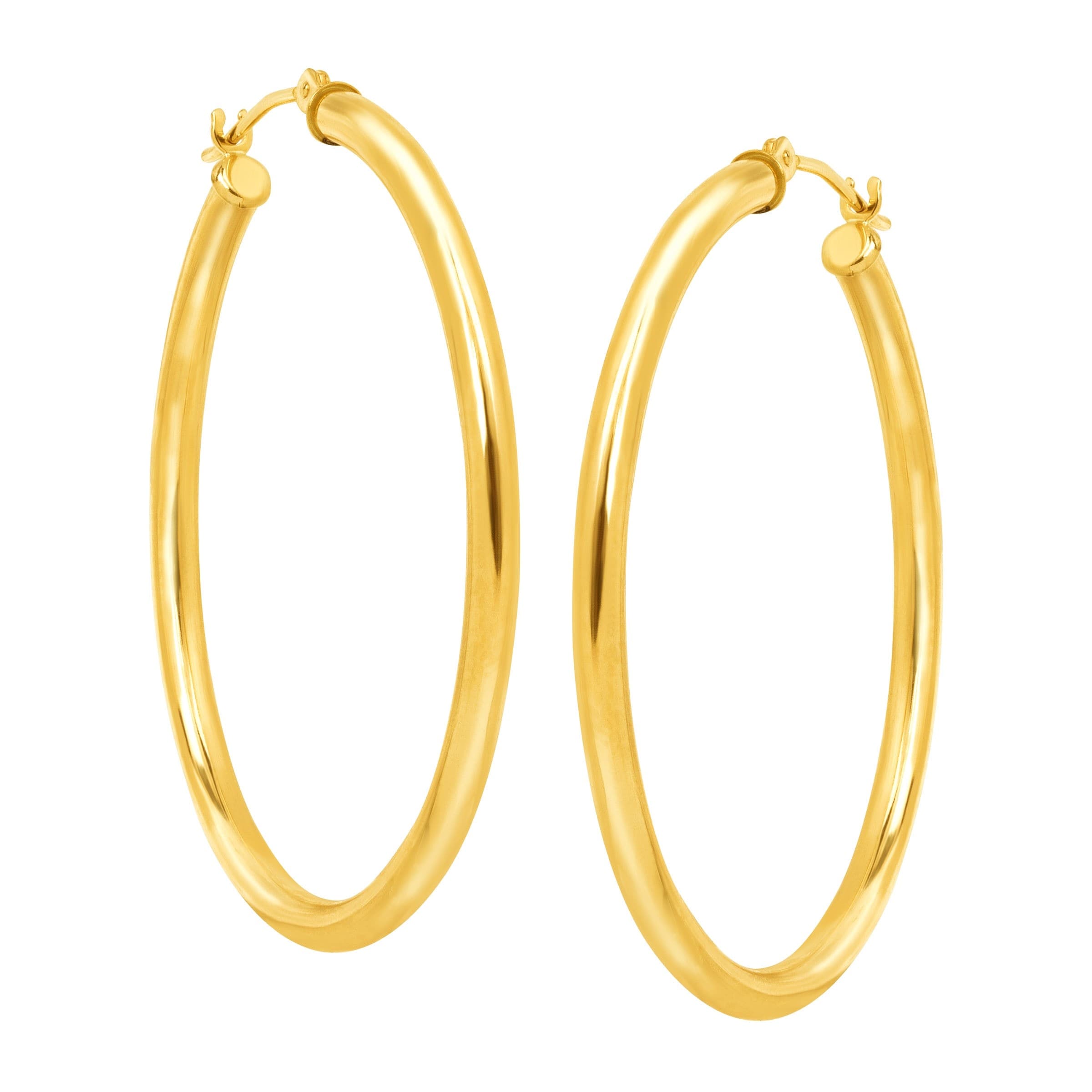 Eternity Gold 37 mm Polished Tube Hoop Earrings in 10K Gold
