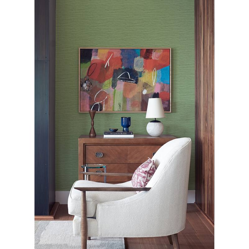 A-Street Prints Rushmore Green Faux Grasscloth Wallpaper