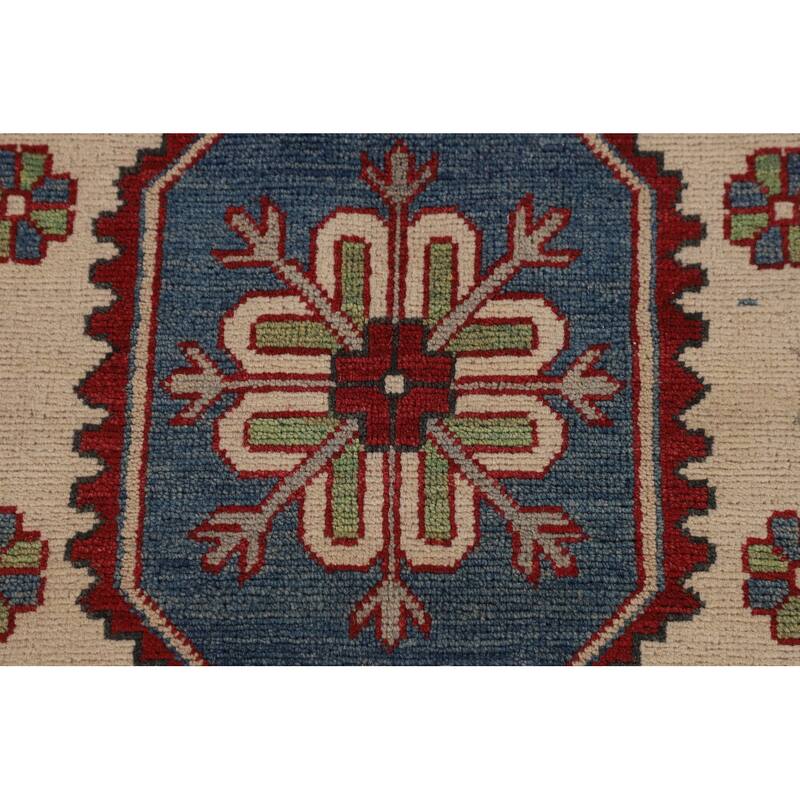 Red Geometric Kazak Oriental Large Area Rug Handmade Wool Carpet - 9'9" x 15'11"