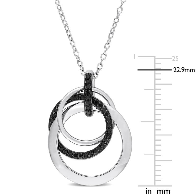 Miadora 1/5ct TDW Black Diamond Interlocked Circle Necklace in Black Rhodium-Plated Sterling Silver