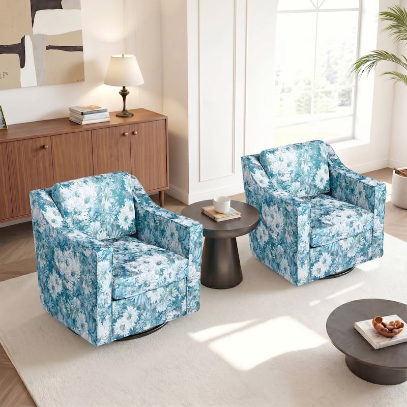 Modern Swivel Upholstered Armchair Accent chair Set of 2